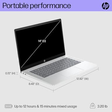 HP Chromebook 14 inch Laptop, FHD Display, Intel N100, 4 GB RAM, 64 GB eMMC, Intel UHD Graphics, Chrome OS 14a-nf0009nr (2024) - Image 5