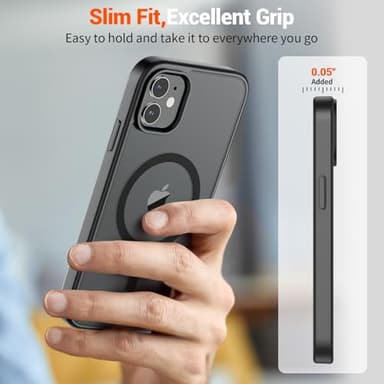 SUPFINE Magnetic for iPhone 12 Mini Case & iPhone 13 Mini Case (Compatible with MagSafe) (Military Grade Drop Protection) Slim Translucent Matte Shockproof Phone Cover,Black - Image 7