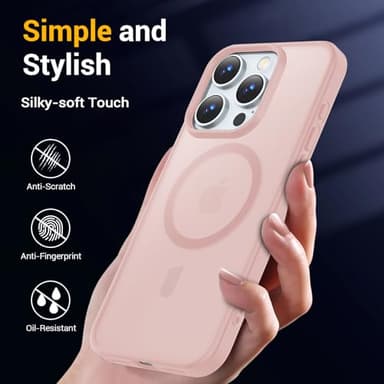 Temdan for iPhone 16 Pro Case [Compatible with MagSafe] [Military-Grade Drop Protection] [Anti-Fingerprint] [Anti-Scratch] Slim Silky-Soft Touch Translucent Matte Case 6.3 inch, Light Pink - Image 6