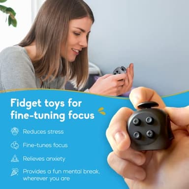 PILPOC theFube Fidget Cube, 6-Sided Stress Relief Infinity Cube for Adults & Kids, Boosts Concentration, Mindfulness Aid, Silent & Audible Modes, Includes Carry Case for Portability (Midnight) - Image 3