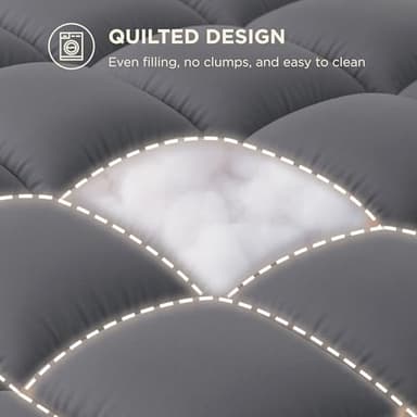 Bedsure Twin Mattress Topper - Pillow Top Mattress Pad Cover with Deep Pocket Fits up to 21 Inches, Plush Soft Bed Topper for Back Pain Relief, Overfilled with Down Alternative Filling, Grey - Image 5