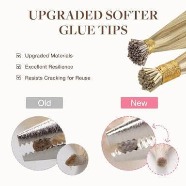 GOO GOO I Tip Hair Extensions, Real Human Hair, 22inch 50g, Cold Fusion, Invisible Remy, 16/22 Light Blonde Highlighted Golden Blonde - Image 5