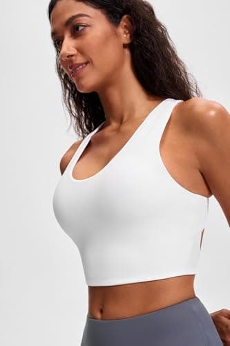 JOYSPELS Sports Bras for Women Extra Comfort Criss-Cross Back Padded Workout Tops for Women Medium Support White - Image 3