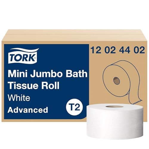 Tork Mini Jumbo Toilet Paper Roll White T2, Advanced, 2-Ply, 12 x 751', 12024402 - Image 1