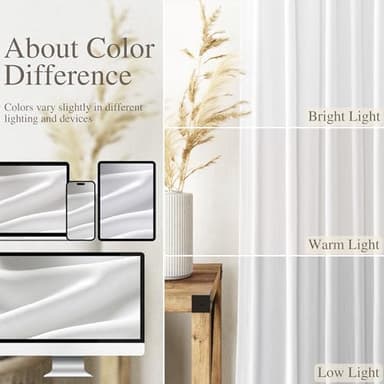 Nanspring White Linen Curtains 84 inches Long for Bedroom Back Tab Light Filtering Privacy Sheer Modern Farmhouse Coastal Decor Off Cotton Textured Gauze Curtain Living Room 2 Panel Set - Image 5