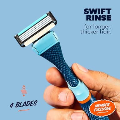 Dollar Shave Club | The Member Exclusive Shave Set | 4 Swift Rinse Refill Cartridges, 1 Handle (Blue), 1 Shave Butter 3 ounce, 1 Razor Cover, Razors for Men - Image 5