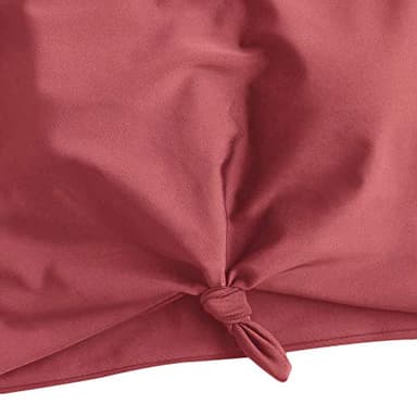 ZAFUL Women's Front Knot Bikini Tops Crop Tankini Top Scoop Neck Padded Bathing Suit Tops Coral Red L - Image 2