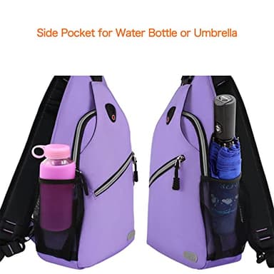 MOSISO Sling Backpack, Multipurpose Crossbody Shoulder Bag Travel Hiking Daypack, Light Purple, Medium - Image 6
