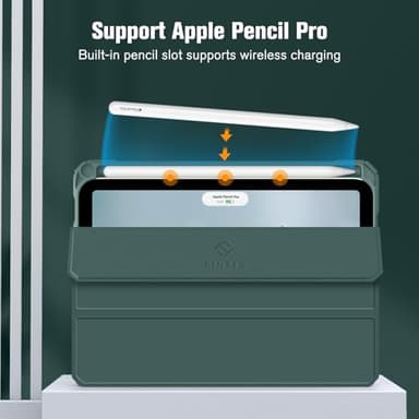 Fintie Hybrid Slim Case for iPad Mini 7 (A17 Pro, 7th Generation) 2024 / iPad Mini 6 (6th Gen) 8.3 Inch, [Built-in Pencil Holder] Shockproof Cover Clear Transparent Back Shell, Midnight Green - Image 6