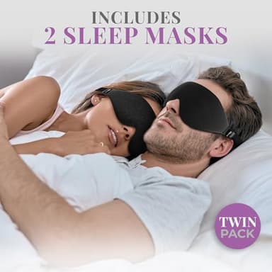 SmartRest Sleep Mask [2 Pack] - Eye Mask for Sleeping - Ultra Lightweight for Side Sleepers, Contoured, 100% Blackout Sleeping Masks for Women and Men, Blindfold and Eye Covers - S1 Black - Image 7