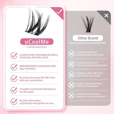 Flora Lash Clusters Kit 8-18mm Hybrid Volume Wispy Eyelash Clusters D Curl - WideSpan DIY Eyelash Extension Kit Spiky Cat Eye Lashes Individual Fake Eyelashes Clusters Kit 0.05mm Ultra-Thin Black Band - Image 5