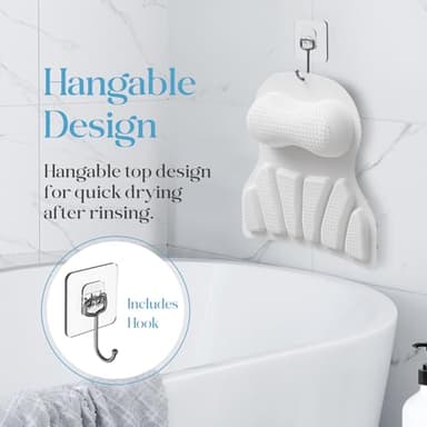 RUseeN Bath Pillow Luxury Bathtub Pillow, Bath Pillows for Tub Head Neck and Back Support, Non-Slip Soft Silicon Bath Tub Pillow with Strong Suction Cup, Bath Accessories Spa Gifts, White - Image 6