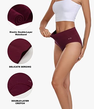 coskefy Women's High Waisted Cotton Underwear Soft Breathable Panties Stretch Briefs Seamless Ladies Panties 5 Pack - Image 3