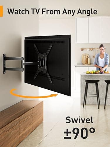 Perlegear Full Motion TV Wall Mount for 26-55 inch Flat or Curved TVs, Wall Mount TV Bracket with Articulating Arm, Swivel, Tilt, Extension, Corner TV Wall Mount Max VESA 400x400mm up to 60 lbs PGMFK3 - Image 4