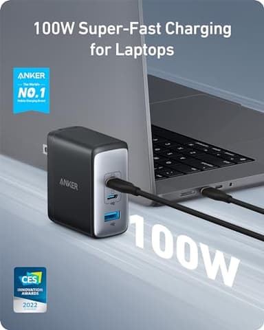 Anker 100W USB C Charger Block (GaN II), 3 Port Fast Compact Wall Charger for MacBook, Dell XPS, iPad Pro, Galaxy S24, iPhone 16/15 and More Series - Image 2