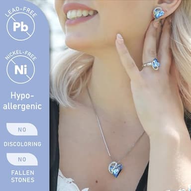 Leafael Necklaces for Women, Infinity Love Birthstone Heart Pendant with Light Sapphire Blue Crystal for March December, Birthday Jewelry Gifts for Her, Mom, and Wife, Silver Plated, 18 + 2 inch Chain - Image 2