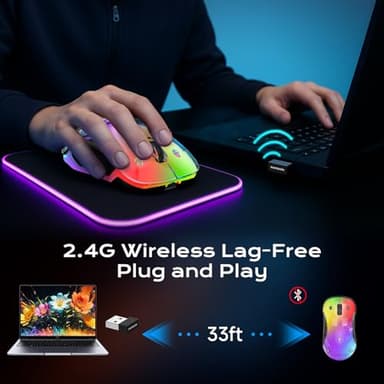 memzuoix 2.4G LED Wireless Mouse, Rechargeable Ergonomic Mouse with Detachable Cover, 1200 DPI Portable Optical Computer Mouse with USB Receiver for Laptop, PC, Desktop and MacBook, 5 Buttons - Image 6
