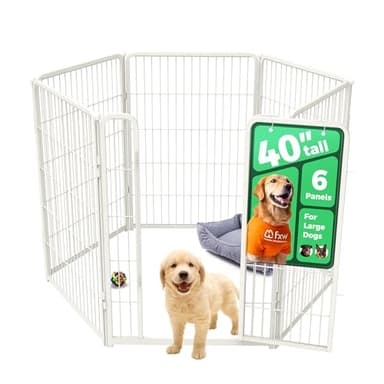 FXW Homeplus Unleashed Indoor Dog Playpen - Stress-Free and Safe Play, Heavy Duty 40 Inch 6 Panels Dog Pen for Medium and Large Dogs, White│Patented - Image 1