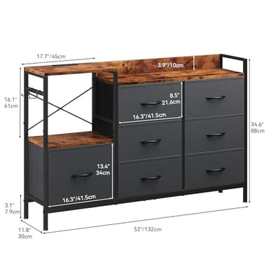YITAHOME TV Stand with Charging Station, TV Dresser for 52'', Media Console Table, Long TV Stand for Living Room TV Stand with 7 Drawers and Shelves - Image 3
