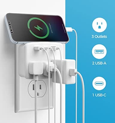 Puveini Cruise Power Strip Foldable Plug Non Surge Protector with USB C Outlets 3.4A Total, Cruise Ship Essentials, 2 Prong to 3 Prong Outlet Adapter, Japan Plug Adapter - Image 4