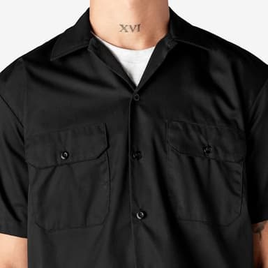 Dickies Men's Short Sleeve Work Shirt, Black - Image 7
