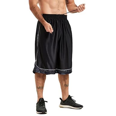 HQUEC Men's 12" Athletic Shorts Long Basketball Workout Gym Shorts Below Knee Loose-Fit with Pockets Black XL - Image 4