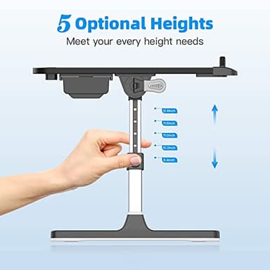 Laptop Bed Tray Table [Luxury PVC Leather], Adjustable Laptop Desk for Bed, Foldable Lap Desk for Laptop with 2 Drawers, Multifunctional Table for Working, Eating, Writing, Gaming, Drawing - Image 4