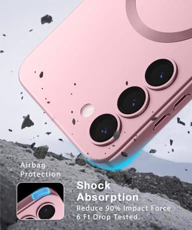 Amzfield Magnetic for Samsung Galaxy S23 Plus Case for Women Men Girls [Compatible with MagSafe] [Camera Lens Protector] Matte Cute Slim Soft Silicone Bumper Shockproof Metallic Phone Case, Pink - Image 6