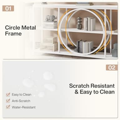 Tribesigns 70.9 inch Sofa Console Table, Modern Extra Long Entryway Tables with 3 Tier Storage Shelves Metal Frame for Foyer Hallway Living Room Behind Couch, Pure White - Image 5