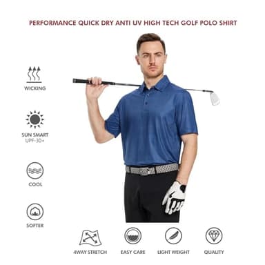 Golf Shirts for Men Dry Fit Short Sleeve Print Performance Moisture Wicking Polo Shirt Blue Circle - Image 5