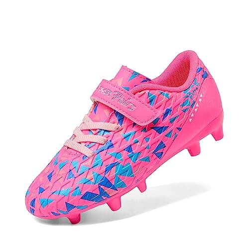 DREAM PAIRS Boys Girls Soccer Cleats Kids Football Shoes for Little/Big Kid SDSO2307K,Size 8 Toddler,Hot Pink/RoyalBlue - Image 1