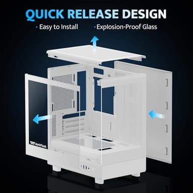 darkFlash Micro ATX PC Case, Pre-Install 3 PWM ARGB Fans Computer Case, Full View Dual Tempered Glass MATX Gaming PC Case, Type C Port, Supports up to 240mm AIO(DB330M) (White) - Image 2