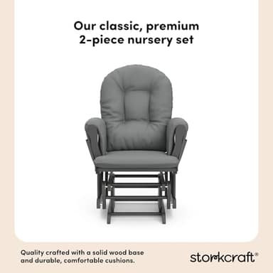 Storkcraft Premium Hoop Glider & Ottoman (Gray/Gray) — GREENGUARD Gold Certified Nursery Glider, Solid Wood Craftsmanship, Smooth-Gliding Nursery Chair and Ottoman, Award-Winning - Image 7