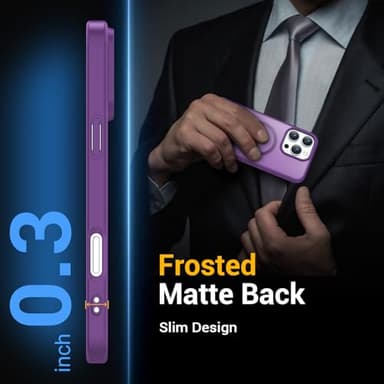 Temdan for iPhone 16 Pro Max Case [Compatible with MagSafe] [Military-Grade Drop Protection] [Anti-Fingerprint] [Anti-Scratch] Slim Silky-Soft Touch Translucent Matte Case 6.9 inch, Dark Purple - Image 5
