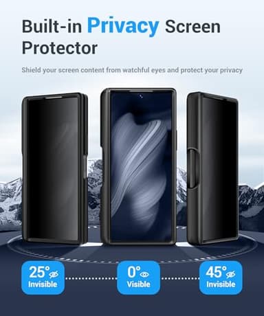 BERFY for Z Fold 6 Case with Privacy Screen Protector, [Anti Spy] Built-in S Pen Holder, Slide Camera Cover, Hidden Kickstand, Full Body Shockproof Slim Phone Case for Samsung Galaxy Z Fold 6, Black - Image 2