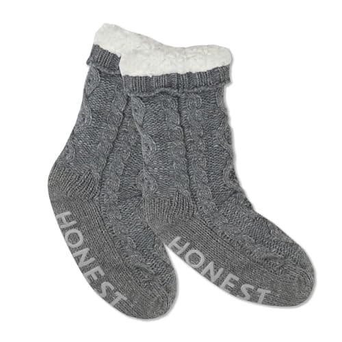 HonestBaby Multipack Cozy Socks Sustainably Made for Infant Baby, Toddler, Kids Boys, Girls, Unisex, Men and Women, Marled Heather Grey, Large - Image 1