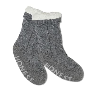 HonestBaby Multipack Cozy Socks Sustainably Made for Infant Baby, Toddler, Kids Boys, Girls, Unisex, Men and Women, Marled Heather Grey, Large - Image 1