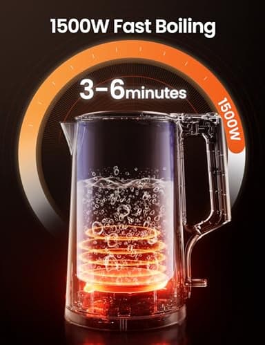 COMFEE' 1.7L Double Wall Electric Tea Kettle and Kettle Water Boiler, 100% Stainless Steel Interior & Lid & Spout, Two-Level Wide Open Lid, 1500W Fast Boiling, Auto-Off and Boil-Dry Protection - Image 6