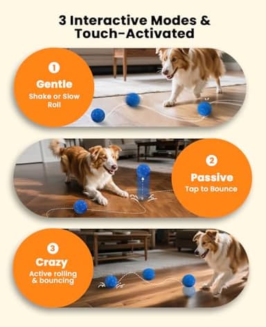 Xeuch Smart Interactive Dog Balls, Automatic Moving Ball for Medium and Large Dogs, E-TPU New Material, Motion Activated Rolling & Rotating Bouncy Toy for Dog Enrichment & Stimulation - Image 2