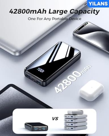 Portable Charger, 42800mAh Power Bank Built-in Cable, 22.5W PD USB C In & Out Fast Charging, External Battery Pack with 6 Output & 2 Input, Travel Phone Charger for iPhone 16/15/14/13/12, Android - Image 5