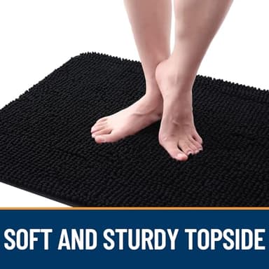OLANLY Dog Door Mat for Muddy Paws 47x24, Absorbs Moisture and Dirt, Absorbent Non-Slip Washable Doormat, Quick Dry Chenille Mud Mat for Dogs, Entry Indoor Entryway Carpet for Inside Floor, Black - Image 4