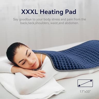 Heating Pad for Back/Neck/Shoulder Pain Relief,17"x33" Electric Heating Pads Cramps,XXXL Heated Pads with 6 Heat Settings,Mothers Day Gifts,Christmas Gifts for Men & Women/Mom/Wife/Sister - Image 4