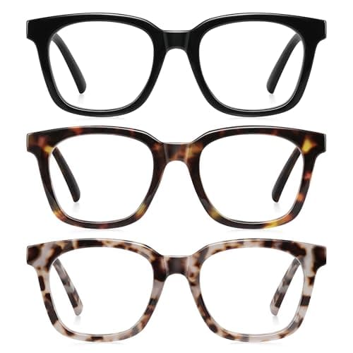 AIMISUV Reading Glasses for Women Men - Blue Light Blocking Magnifying Readers,Oprah Square Anti-Glare Computer Eyeglasses(3Pack,0.5X) - Image 1