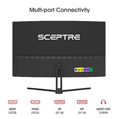 Sceptre 32-inch Curved Gaming Monitor Overdrive up to 240Hz DisplayPort 165Hz 144Hz HDMI AMD FreeSync Build-in Speakers, Machine Black (C325B-185RD) - Image 4