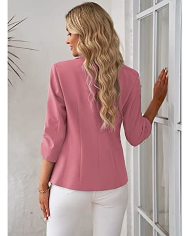 LookbookStore Dressy Jackets for Women Crop Sleeve Blazer Spring Jackets for Women Fashion Blazers for Women Business Casual Rose Blazer Red Blazer Size Large Fits Size 12 Size 14 - Image 6