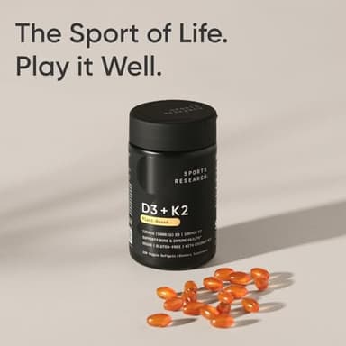 Sports Research Vitamin D3 with K2 Softgels - Plant Based K2 & Vegan D3 5000iu with Coconut MCT Oil - Vegan Certified, Soy & Gluten Free - 120 Count - Image 7