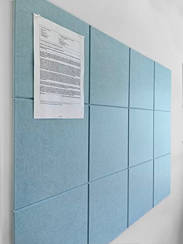 Large Cork Board Alternative - 12-Pack Felt Wall Tiles with Safe Removable Adhesive Tabs, Cork Wall Tiles Bulletin Board Home Office Essentials - Baby Blue - Image 1