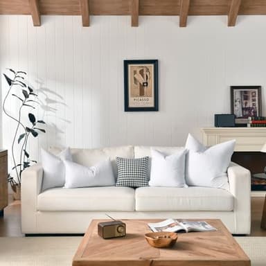 basic home 20x20 Decorative Throw Pillow Inserts-Down Feather Pillow Inserts-Square-Cotton Fabric-Set of 2-White. - Image 4