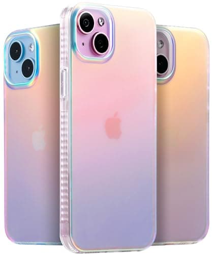 LONLI Hue Case for iPhone 15 - [360° Shock-Absorbent Bumper] - [Cute and Unique Phone Cover for Girls and Women] - Fluorescent Holographic Iridescent - Image 1