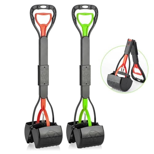 TIMINGILA Pooper Scooper 2 Pack, 28" Long Handle No Touch Dog Pooper Scooper for Large Medium Small Dogs, Durable Spring & Lightweight, Waste Pickup Tool for Dogs in Lawns/Grass/Dirt/Gravel - Image 1